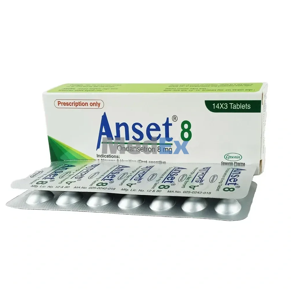 Pack Image of Pack Image: Anset 8 mg Tablet (3 x 14)