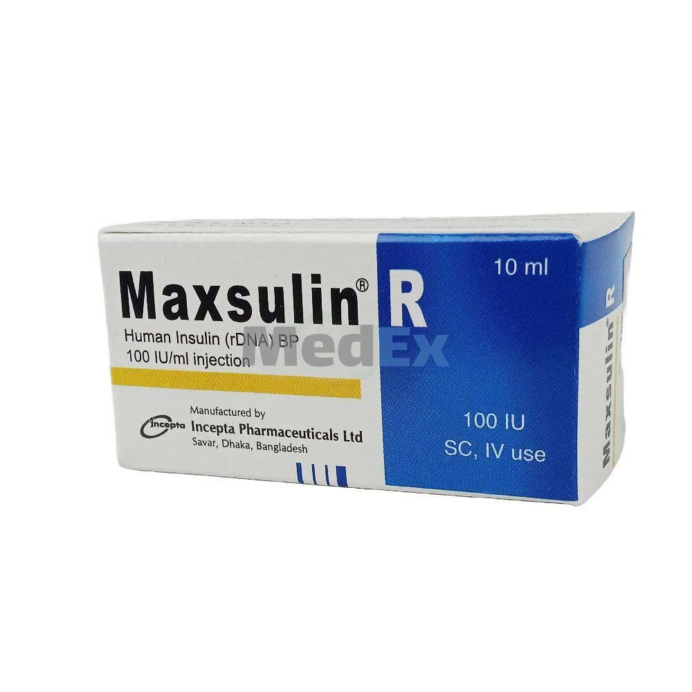 Maxsulin R | 100 IU/ml | Injection | ম্যাকসুলিন আর ১০০ আই ইউ/মি.লি ...