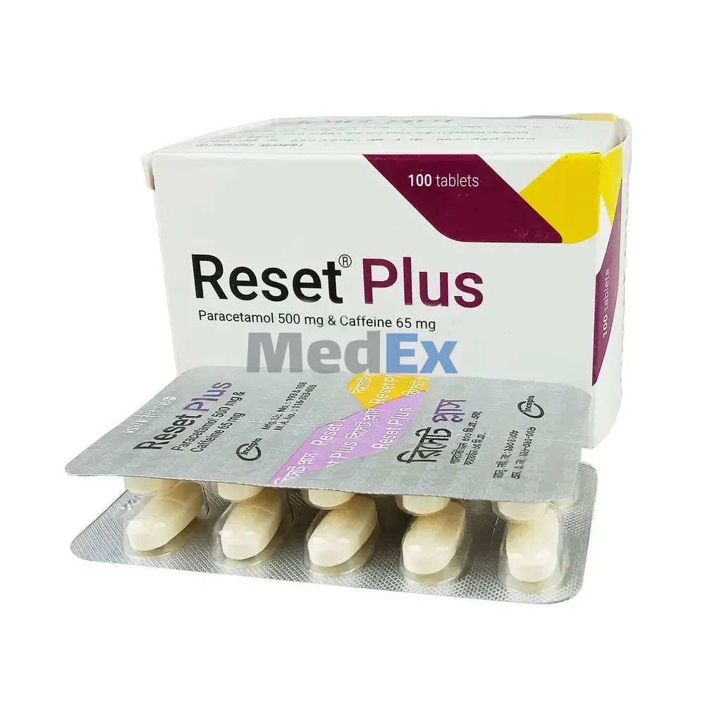 Pack Image of Pack Image: Reset Plus 500 mg+65 mg Tablet (10 x 10)
